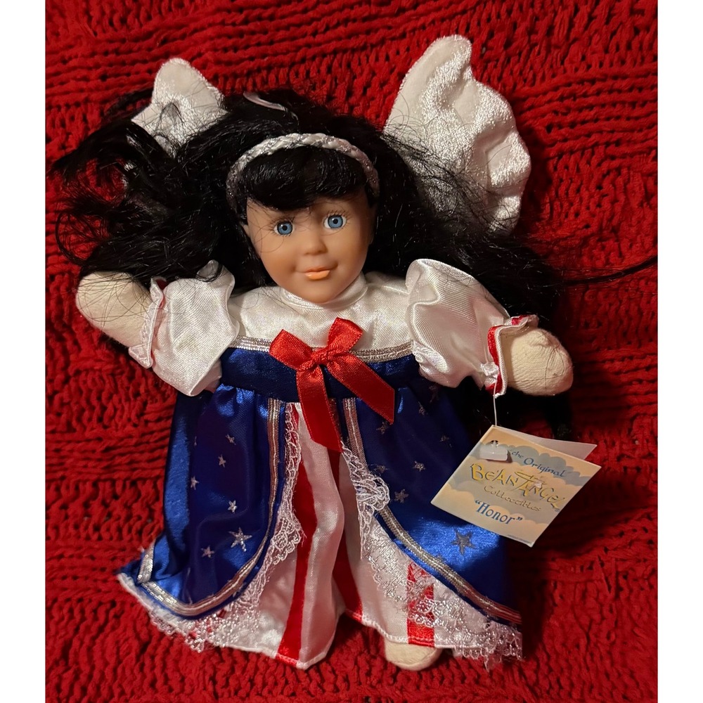 Bean Angel Collectibles Honor Doll Patriotic Red White Blue Star Angel Wings NWT